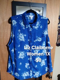 Liz Claiborne Sleeveless Floral Blouse Women's 1X