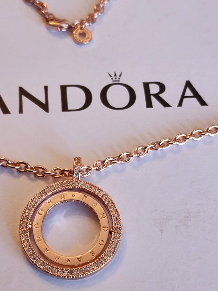 Pandora Rose Gold Necklace With Charm