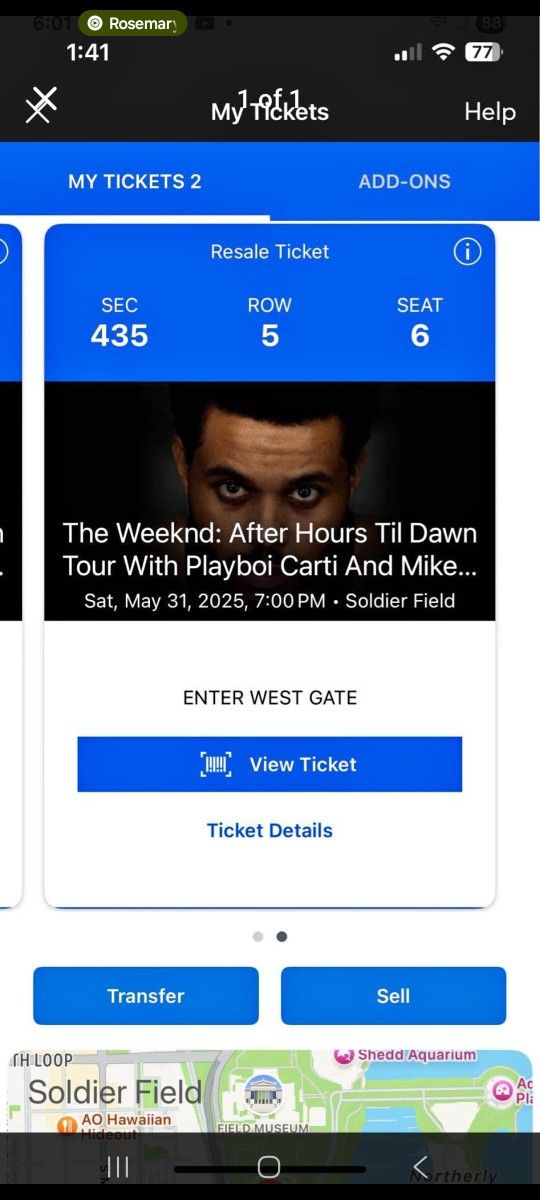 1 Weeknd Ticket Sat MAY 31ST chicago