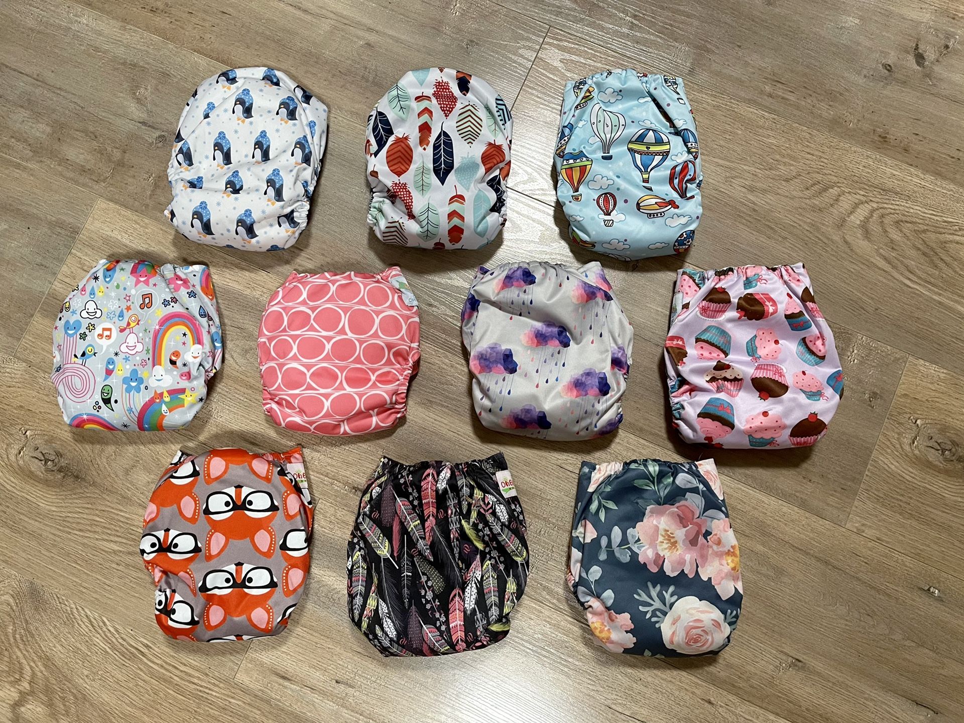 10 AIO cloth diapers, Happy Flute, OhBabyKa, Cloud Cloth Diapers, All in One bundle