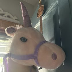 Plush Stick Unicorn W/ Galloping And Whinny Sounds