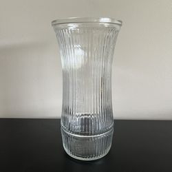 Hoosier Glass Vase Clear Ribbed Stripe 4088-B USA Made 8.5 Inch