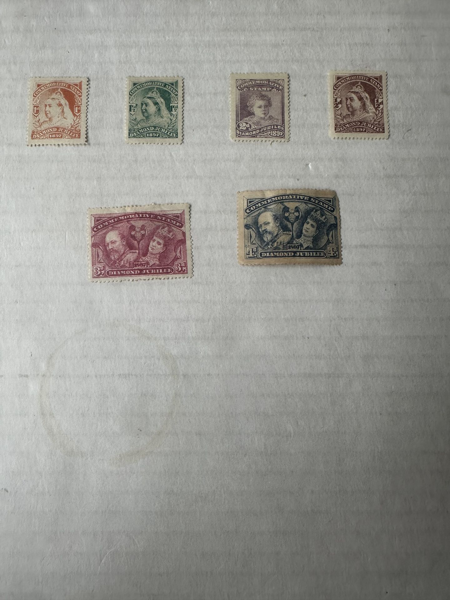 1897 Diamond Jubilee Set Of 6 Stamps Queen Victoria