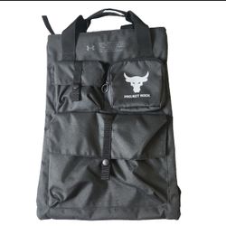 Under Armour x Project Rock Gym Sack Backpack Bag Black/Mod Grey 1381925 001 New