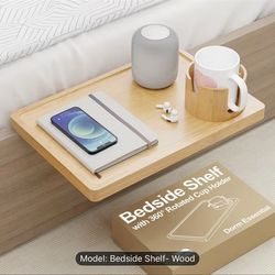 2-in-1 Bedside Shelf with 360°Rotated Cup Holder for Bunk Bed & Top Bunk, College Dorm Room Essentials, Clip On Nightstand, Floating Bed Side Table Tr