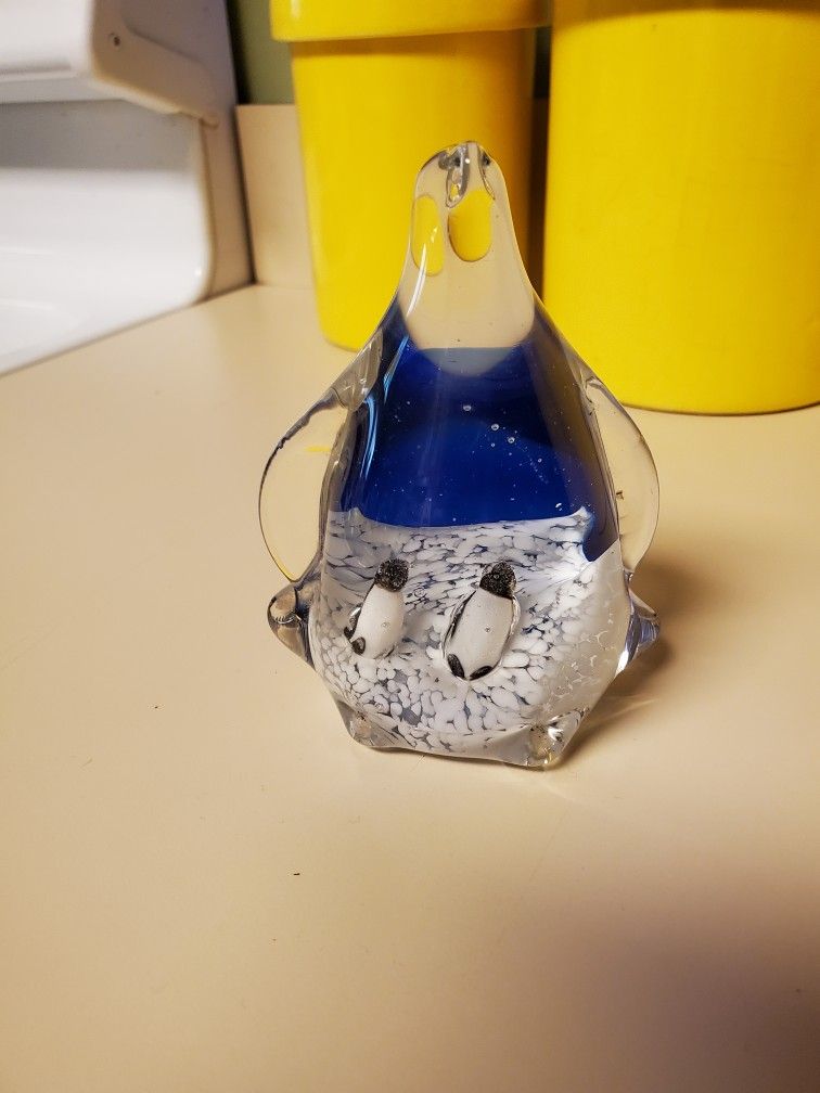 Hand Blown Art Glass Penguin Paperweight