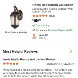 Home Decorators Collection Leeds Mystic Bronze Outdoor Wall Lantern Sconce