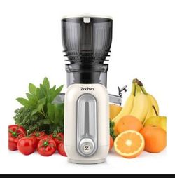ZACHVO - 5.8" Extra Wide Feed Chute Cold Press Juicer for Whole Fruits & Vegetables, High Yield, 300W, Easy Clean - White
