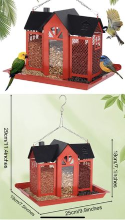 RED - Metal Mesh Hanging Bird Feeders. Outdoor/Indoor