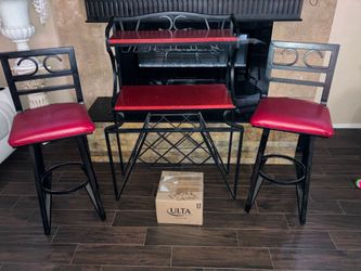 Iron Mini Bar and Stools + Glass Ware