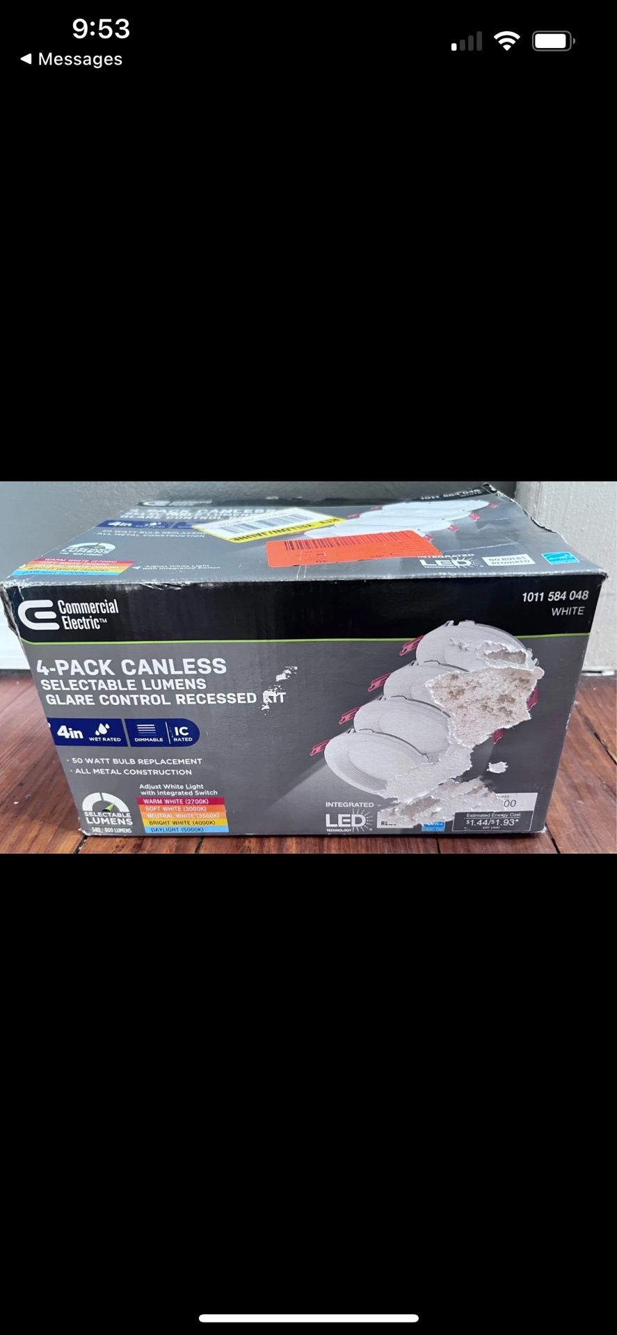 Commercial Electric 4in. LED 2Level Lumen Select Canless Recessed Adjust CCT 3PK