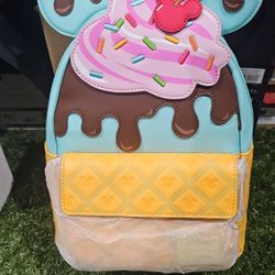 Loungefly x Disney Mickey and Minnie Mouse Sweets Ice Cream Mini Backpack, Multi 