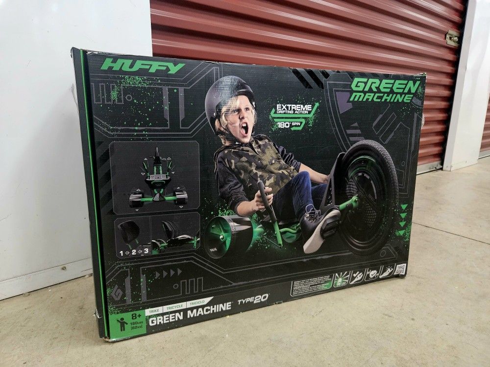 Huffy Green Machine 20 inch Drift Trike for Kids, Green and Black