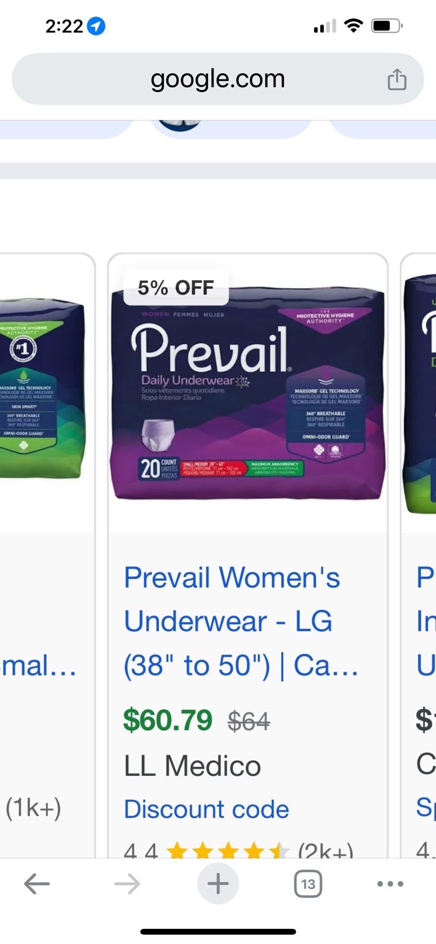 5 Packs Of 20 Adult Women’s Daily Underwear Med.