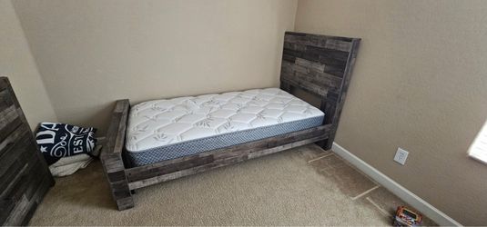 Twin size bed frame with mattress