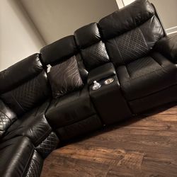 Black Leather Sectional Sofa