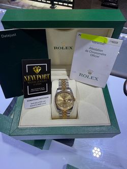 Rolex Datejust Two-Tone Watch with Box and Papers