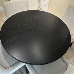 Black Round Oval Dining Table with leaf