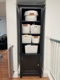 Tall Black Storage Cabinet w/ Storage Shelf