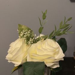 Faux White Rose Arrangement