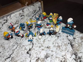 Vintage Smurfs Sports Figurine Lot of 15 - 1980s Peyo Schleich PVC Toy Figures