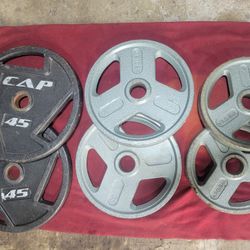 2" HOLE  OLYMPIC PLATES 210LBs
2-45s. 2-35s   2-25. .  
11525 S HALSTED DUNKIN DONUTS/7111.S WESTERN WALGREENS 
190$  CASH ONLY AS IS 