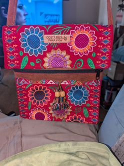 Costa Rican "Pura Vida" embroidered crossbody purse
