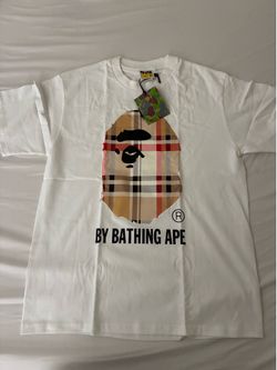 White Burberry bape shirt size medium
