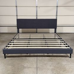 New Dark Gray King Platform Bed Frame (Can Deliver)