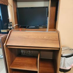 Wood TV Stand with Hutch / Storage Entertainment Center