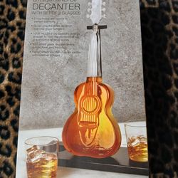Brookstone Guitar Decanter and Jazz Guitar Ice Stirrers