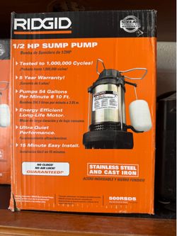 RIDGID 1/2 HP Stainless Steel Dual Suction Submersible Sump Pump $200 BRAND NEW