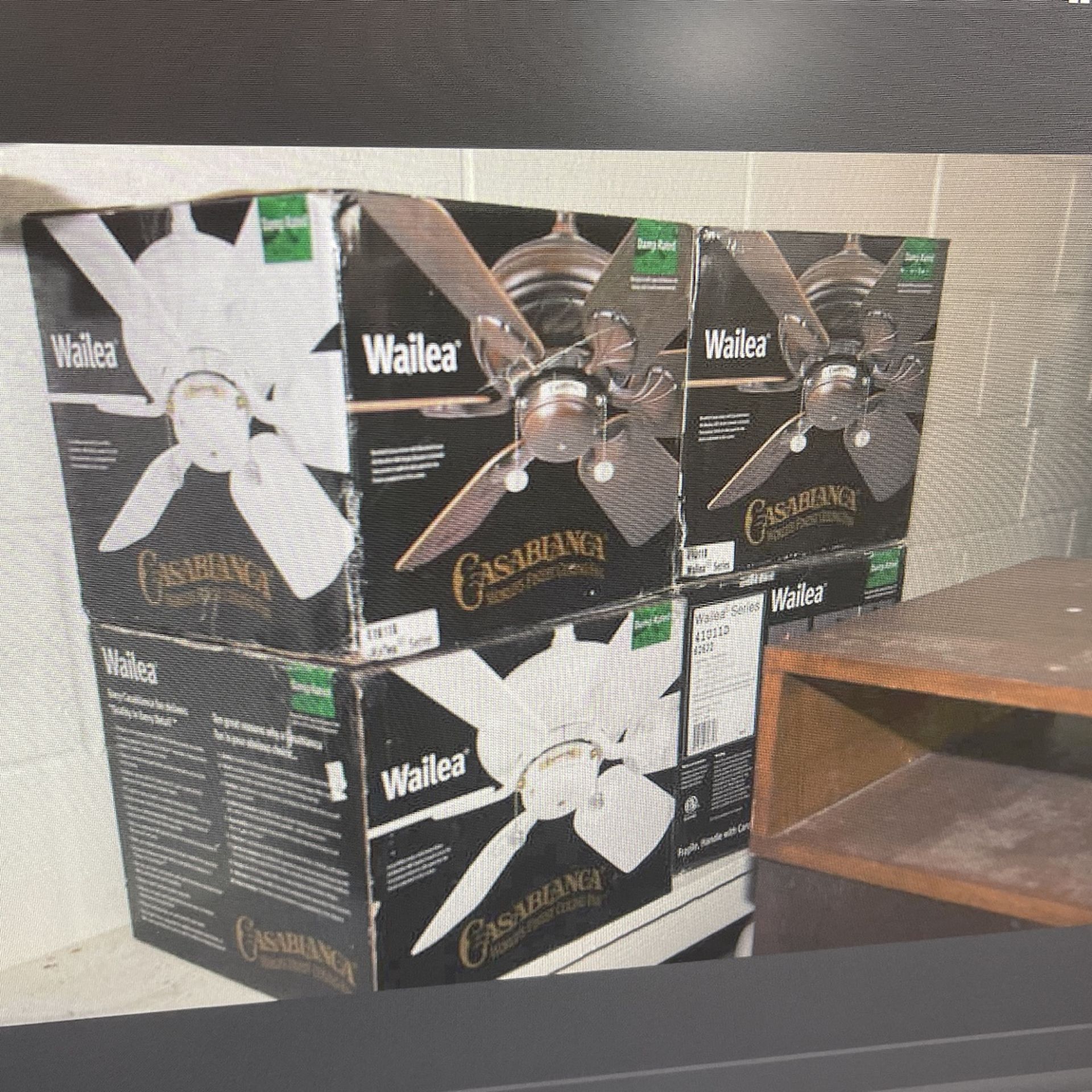 Five ceiling fans $250 each Wailea series Casablanca fan company