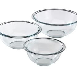 3 Piece Glass Mixing Bowl Set Oven/dishwasher Safe