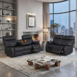 Power Recliner (Set of 2pc), Loveseat Sofa, 3-Seater Couch