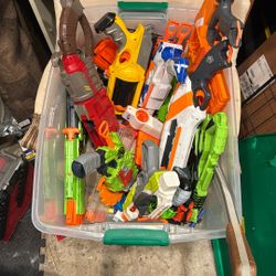 crate of nerf guns