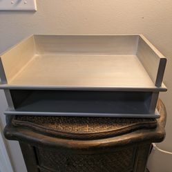 Silver Color Wood Two Tier Paper Tray 16.5" Wide 