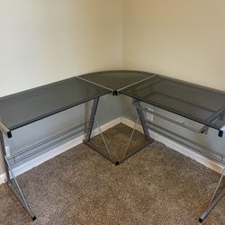 Glass L Corner Desk
