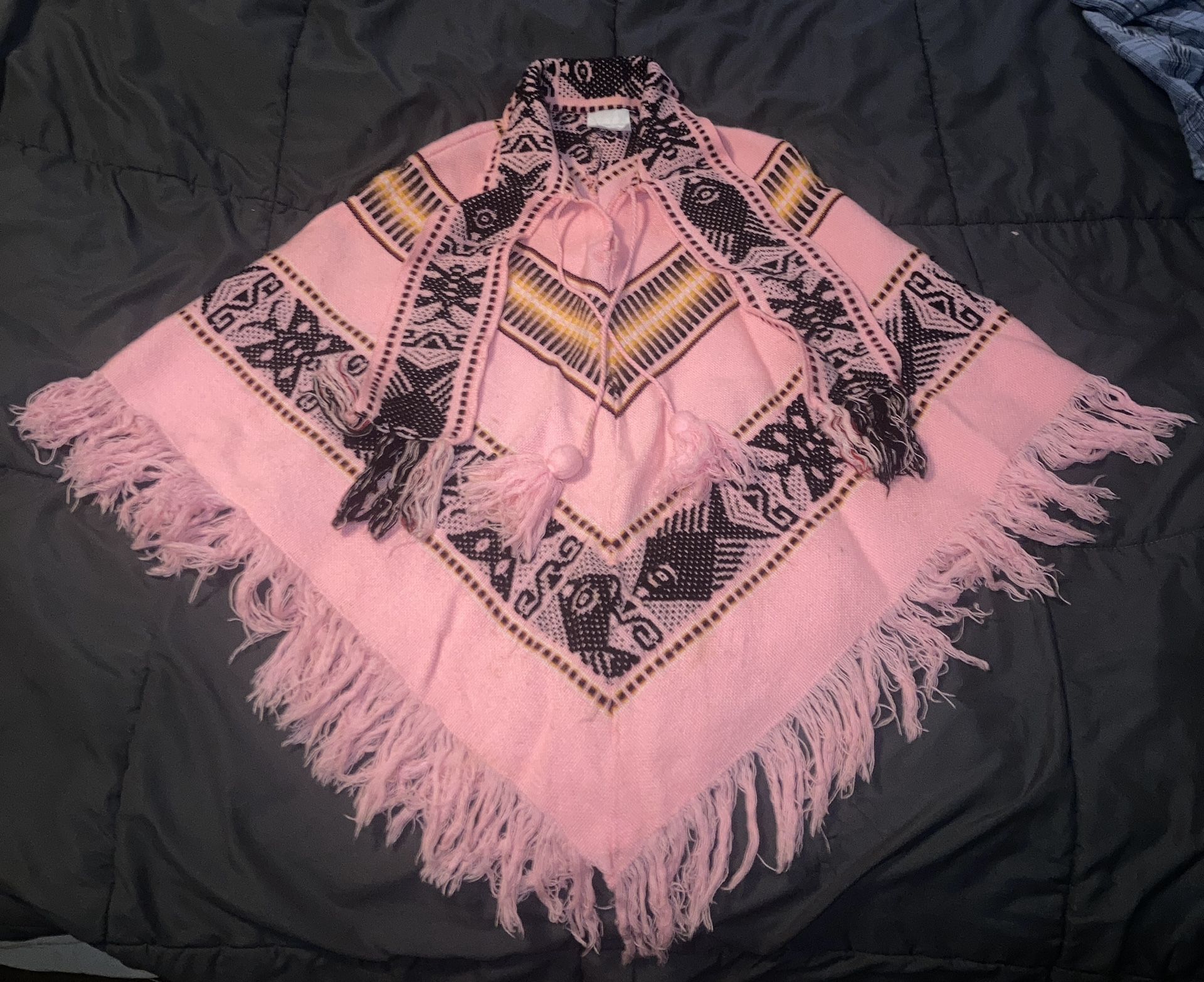 Native Andes Girls Tassle Poncho wool/cotton Made in Ecuador
