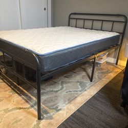 Ableton Heavy-Duty Anti-Sway 18-inch Steel Tube Iron Bed with Headboard Under the Bed for Storage