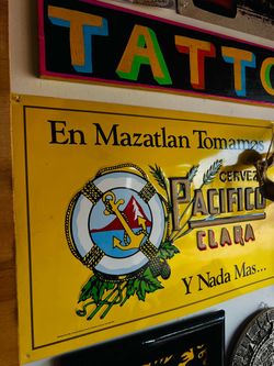 Pacifico Clara Beer Tin Advertising Sign