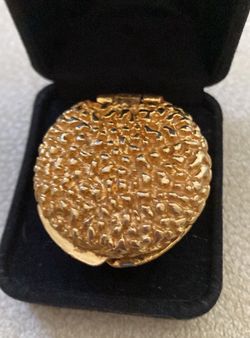 Vintage Gold Tone Solid Perfume Compact /Pill Box