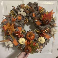 One of a kind, handmade Thanksgiving wreath