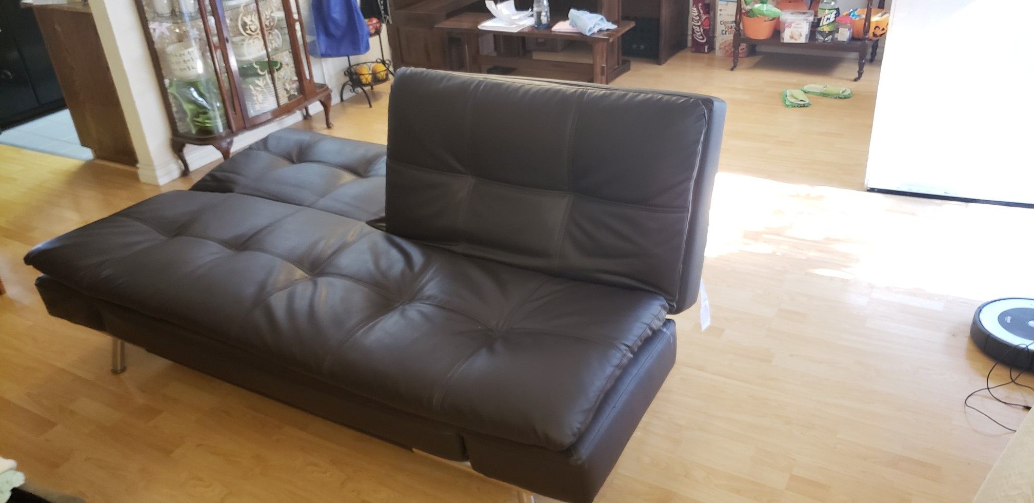 Ravenna Leather Euro Lounger Sofa Bed Baci Living Room
