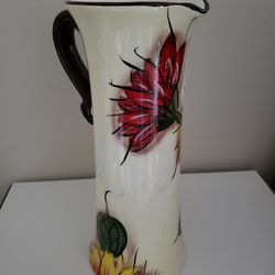 New Large Hand Painted Flower Vase, 13.3" Tall, 5.5" Wide, $30  Or Best Offer