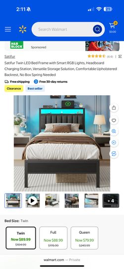 LED Light twin Platform Bed
