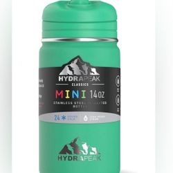 Hydrapeak Mini 14oz Kids Water Bottle Insulated Water Stainless Steel (Jade)