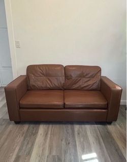 Brown leather couch