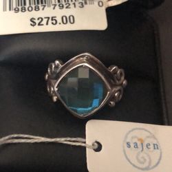 Sajen Caribbean Blue Quartz Ring- Size 7