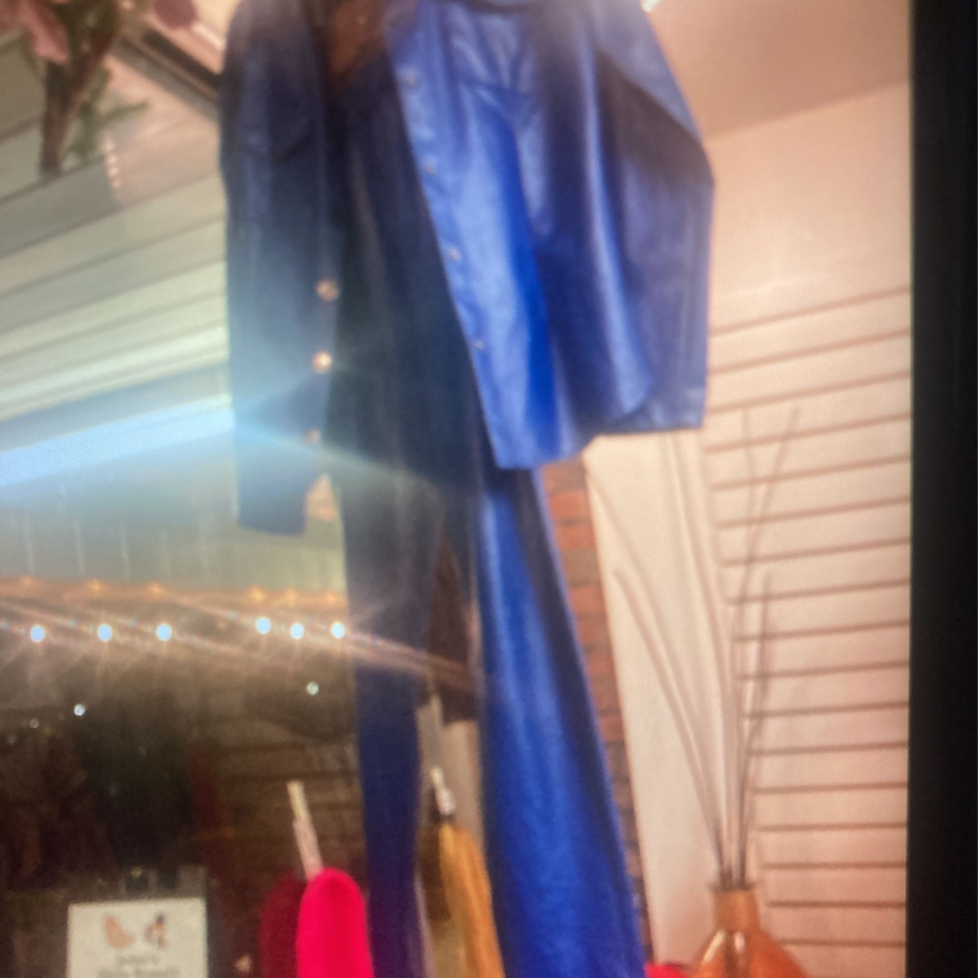 Stomach Jacket Blue Leather Outfit Army Suit